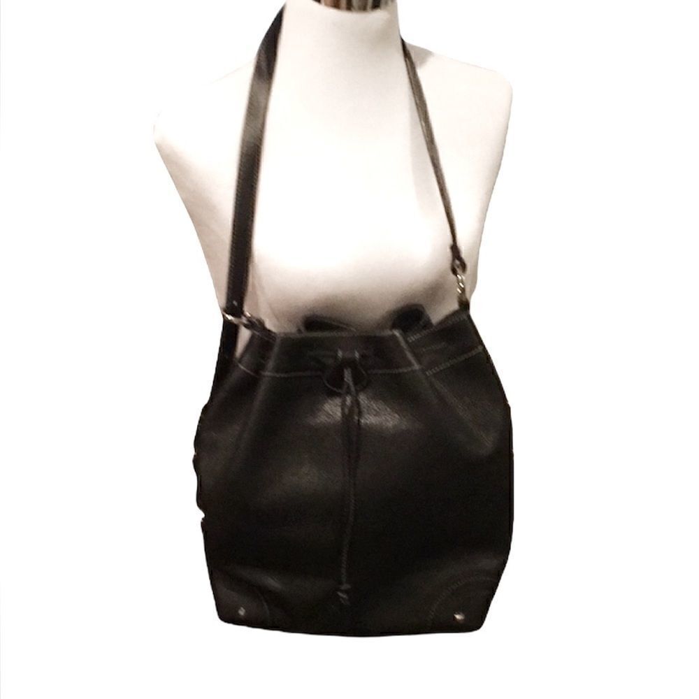 NWOT Kesslord Black Leather silver stud bucket bag